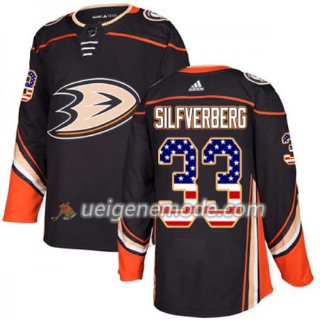 Herren Eishockey Anaheim Ducks Trikot Jakob Silfverberg 33 Adidas 2017-2018 Schwarz USA Flag Fashion Authentic